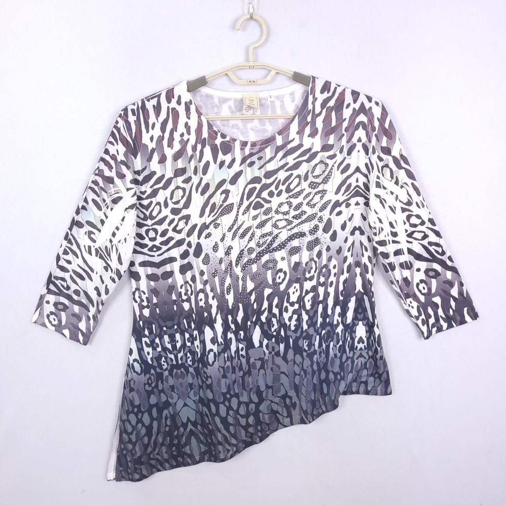 Jess & Jane Top  Lightweight Tunic High Low  Colorful Boho Large Stretch
